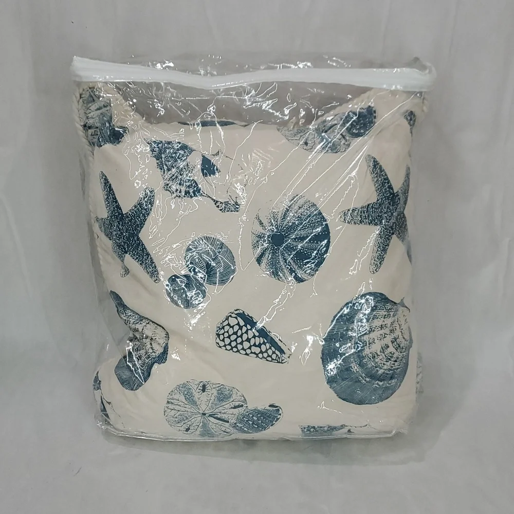 NWT Stratford Beach House Shell Coastal Canvas Down Filled Nautical Decor Pillow